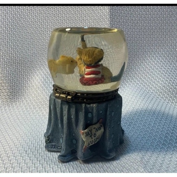 Boyds Bear Goldies Fish Bowl With Sushi McNibble Treasure Box Trinket Keeper - Picture 5 of 7